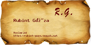 Rubint Géza névjegykártya